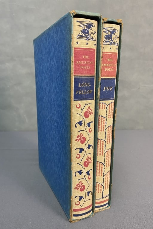 American Poets Books Poe & Longfellow Set of 2 Books containing the works of Edgar Allen Poe and (1 of 9)
