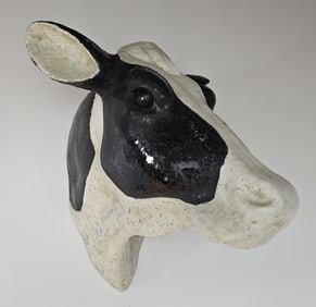 Large Faux Decorative Cow Head Wall Art 189/407 Measures 19 inches tall and 18 inches deep. No large