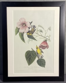 Audubon Blue Winged Yellow Warbler Bookplate Bird bookplate drawn from life by JJ Audubon, printed