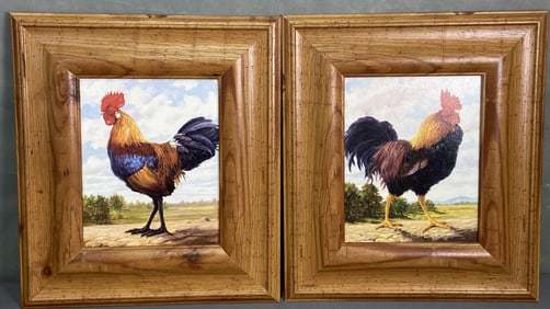 Rooster Giclee Artwork Signed Yuris Two rooster giclee art pieces, both signed Yuris. Each with