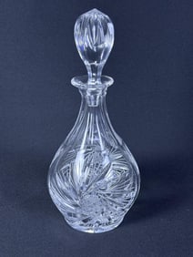 Vintage Cut Glass Crystal Decanter Pinwheel Pattern. With stopper. 7 inches tall without stopper 10