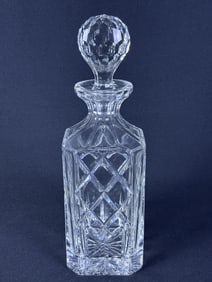 Vintage Faceted Cut Glass Crystal Decanter 11 inches tall without stopper stopper in. 8.5 without.