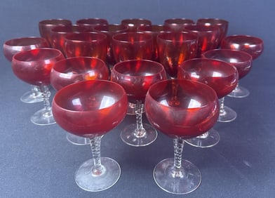Vintage Ruby Red Glass Stemmed Goblets Glasses Nine Coupe glasses measuring 5 x 3 inches. 12 Goblets
