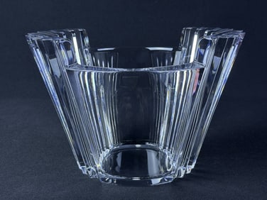 Orrefors Crystal Vase With box measuring 8.25 x 8.25 x 8.25 inches. Excellent condition.