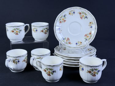 Gien France Moustiers Olerys 6 Pl Coffee Tea Set With