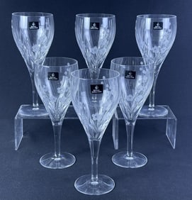 Royal Doulton Chelsea Crystal Wine Goblets 6 Unused in original box. 8.5 inches tall by 3 inches