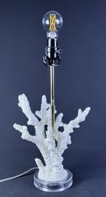 Faux Coral Table Lamp Acrylic base. Works. No lamp shade.