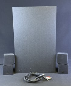 Bose Acoustimass Powered Speaker System Subwoofer measuring 20.25 x 12.75 x 9.25 inches and two