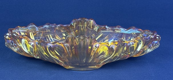 Vintage Marigold Carnival Glass Gondola Bowl Maker unknown.