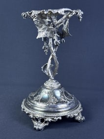 Victorian Silver Plated Centerpiece Grapes Leaves Unknown maker.