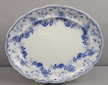 Burgess & Leigh Oval Flow Blue Serving Platter Measures 17.5 inches. Crazing, free from chips.