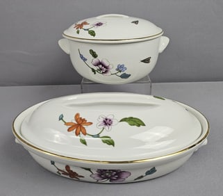 Royal Worcester Astley Covered Casserole Dishes Includes 10 inch oval dish and 6.5 inch round dish.