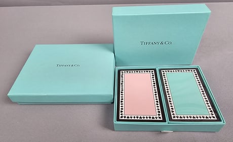 Tiffany & Co Playing Cards & Box Blue deck is sealed. Pink deck includes all 52 cards. Box has a few