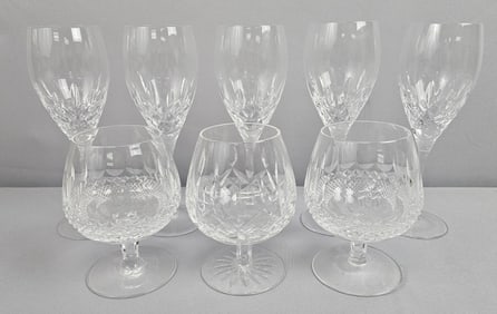 8 Clear Glasses Waterford & Miller Rogaska Crystal Waterford crystal glasses measure 5 inches tall.