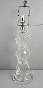 Ralph Lauren Cut Crystal Table Lamp 27 inches tall. Works. Metal piece on top appears bent. Chip on