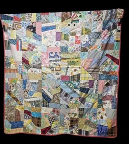 Colorful Vintage Crazy Quilt Measures 72 x 62 inches. Stains and tears, needs some repair. Please