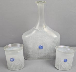 Vintage Kosta Boda Art Glass Bottle Vases Large piece measures 7 x 11 inches tall. Smaller pieces