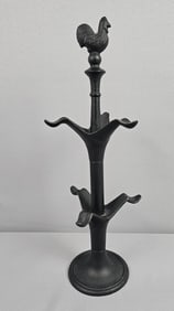 Invicta Black Cast Iron Rooster Mug Holder 15 inches tall.