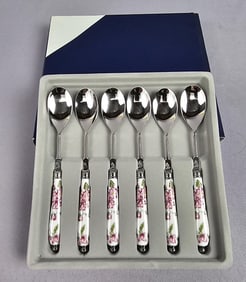 Ceramic and Stainless Set of 6 Spoons with Box Ceramic and Stainless Set of 6 Spoons with Box