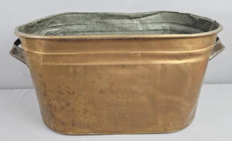 Vintage Large Copper Wash Tub Measures 23 x 12 inches tall. Marks and dents. Please see images for