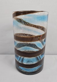 Vintage Large Blue Brown Swirl Murano Style Art Glass