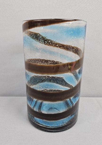 Vintage  Large Blue Brown Swirl Murano Style Art Glass (1 of 5)