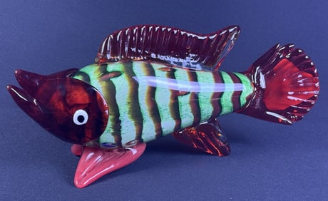 Murano Blown Art Glass Fish sculpture Free from damage. 14 x 6.25 x 4 inches