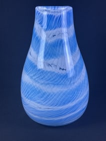 Art Glass Blue Swirl Vase 12.25 x 7.5 inches. Free from damage.
