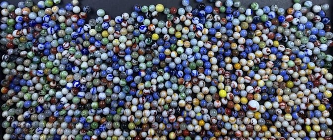 Vintage Lot Glass Marbles Many colors. Various degrees of age/wear.