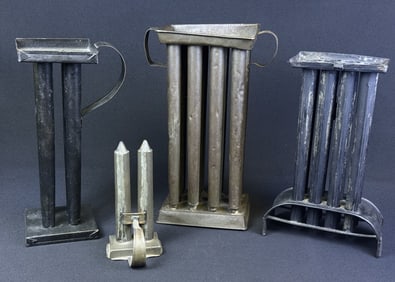 Vintage Tin Candle Molds 12 mold, 8 mold, 4 mold and 2 mold.