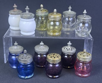 Blown Molded Christmas Salt Pepper Shakers Lot of 12. No cracks in glass.
