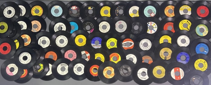 Mystery Lot Vinyl 45 Singles Over 60 vinyl 45 singles, no sleeves. Includes The Monkees, Rolling