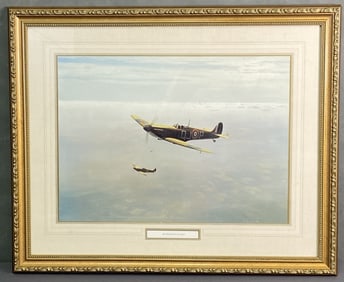 Airplane Lithograph in Frame Signed Coulson In the Sunlit Silence signed Coulson in print. Art work