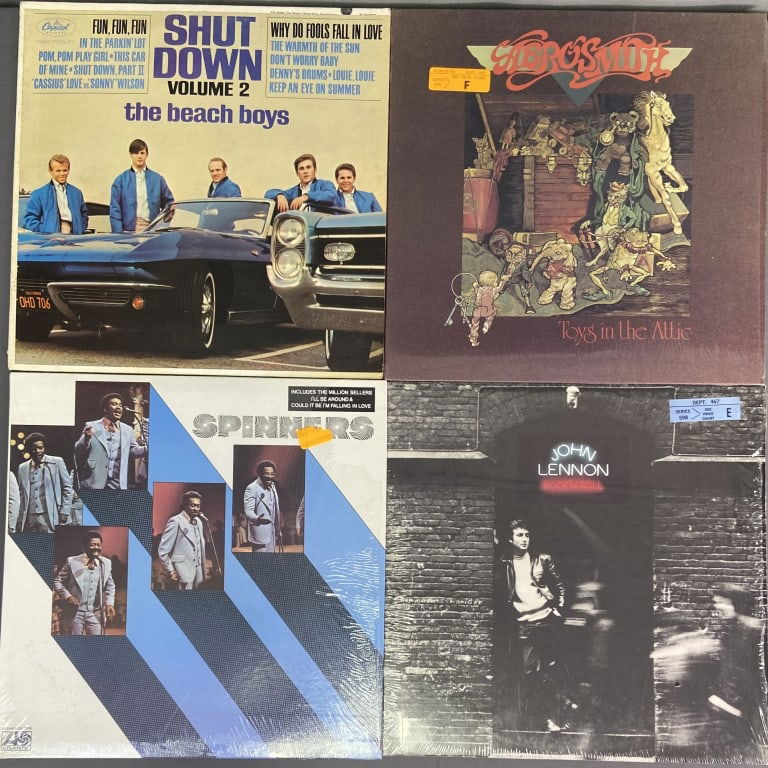 Vinyl Records Aerosmith, John Lennon, Beach Boys Spinners self titled album, Atlantic Records SD (1 of 13)