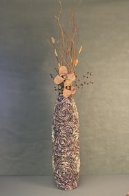 One of a Kind Seashell Vase Made in Philippines Tall vase made of seashells glued in patterns to