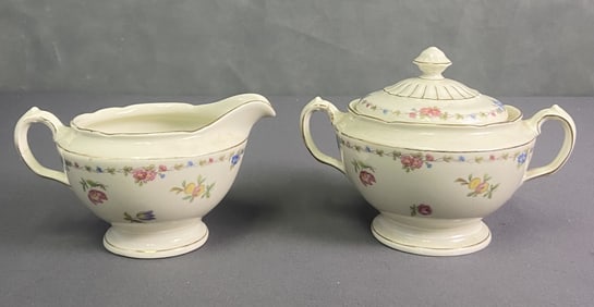 Royal Ivory China Creamer and Sugar Bowl Set White vintage ceramic china creamer and sugar bowl with