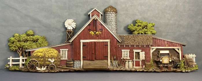 Large Barn Wall Hanging Burwood Products 1974 Molded plastic wall hanging by Burwood Products.