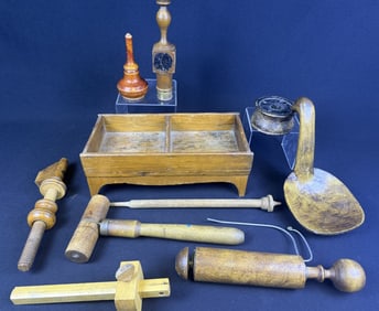 Assorted Lot Antique & Vintage Wooden Odds & Ends Items of unknown origin. Please refer to photos
