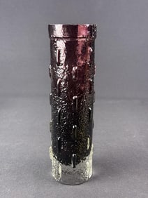 Vintage Riihimaki Finnish Art Glass Vase 8.5 inches tall by 2.5 inches wide.