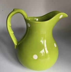 Ceramic Green and White Polka Dot Pitcher Green pitcher with white polka dots by