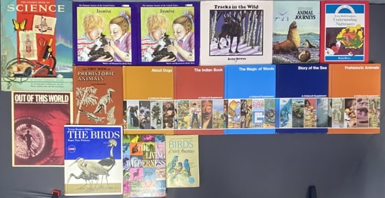 Vintage Children's Nonfiction Books Collection of 16 books including the Childcraft series, birds,