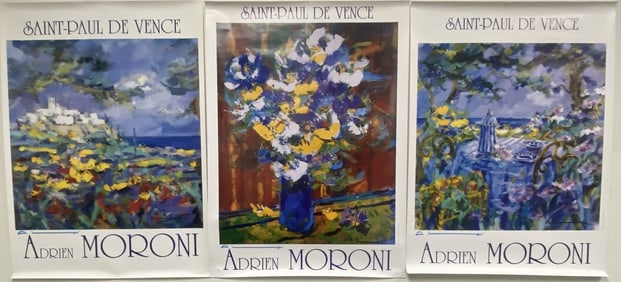 Adrien Moroni Art Posters Signed Three art posters from the Saint-Paul De Vence series by Adrien