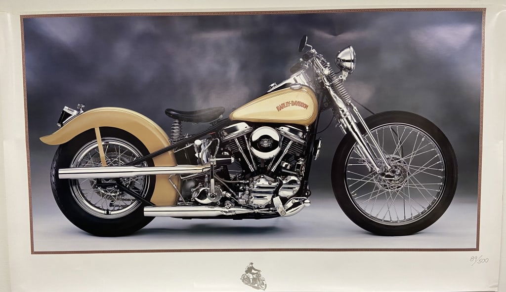 Limited Edition Large Harley Davidson Poster Poster of a Harley Davidson motorcycle, numbered (1 of 6)