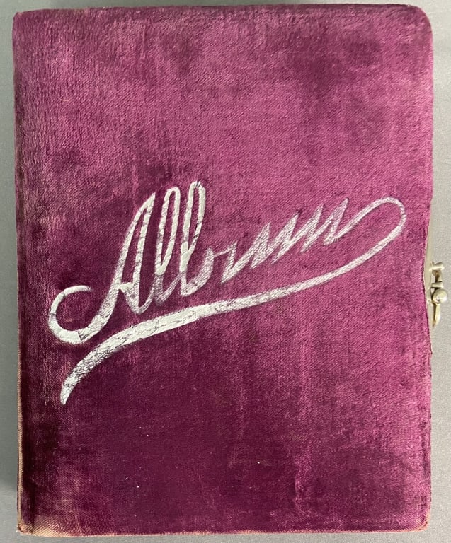 Victorian Era Photo Album Daguerrotypes & Photos Purple velveteen covered photograph album with: Purple velveteen covered photograph album with photos and daguerreotypes including pets, circus performers, phantom mother baby photos and more!