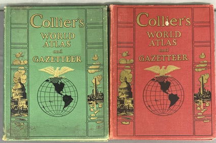 Colliers Atlas & Gazetteer Books Set of Two Two copies of the Collier's Atlas & Gazetteer, one with