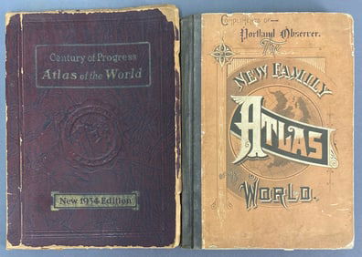 Antique & Vintage Atlas Books Set of Two Century of Progress Atlas of the World, 1934 World's Fair