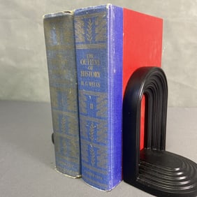 Outline of History Books HG Wells 1949 Volumes one and two of The Outline of History by HG Wells,