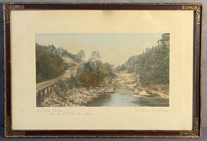 Wallace Nutting Little River Mount Washington Hand tinted photograph by Wallace Nutting titled A
