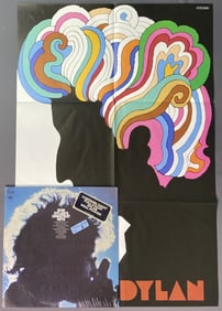 Vinyl Record Bob Dylan Greatest Hits & Poster Greatest Hits by Bob Dylan with Milton Glaser poster.
