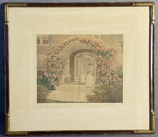 Wallace Nutting Coming Out of Rosa Photo Signed Hand tinted photograph The Coming Out of Rosa by